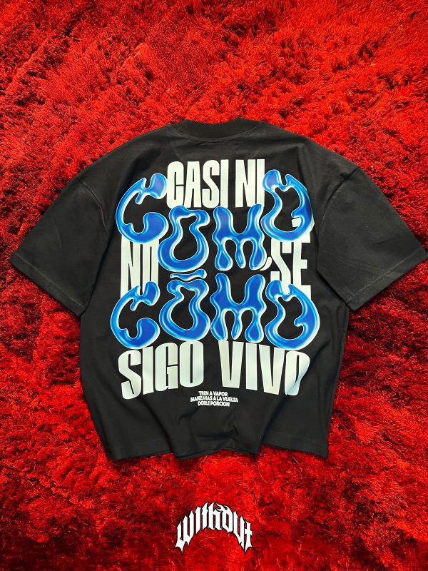 Camiseta Oversize Tren a vapor negra