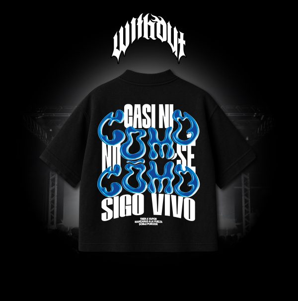 Camiseta Oversize Tren a vapor negra