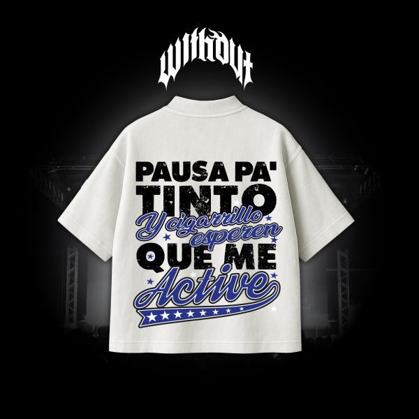 Camiseta Oversize Oblivion´s pausa pa´ tinto blanca