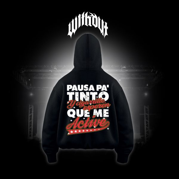 Hoodie Oversize Oblivion´s Pausa pa tinto negro