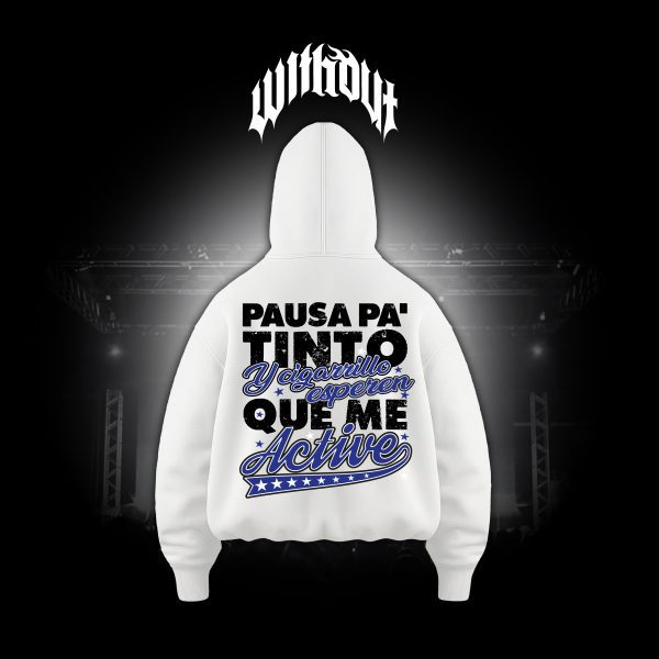 Hoodie Oversize Oblivion´s Pausa pa tinto blanco