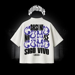 Camiseta Oversize Tren a vapor blanca