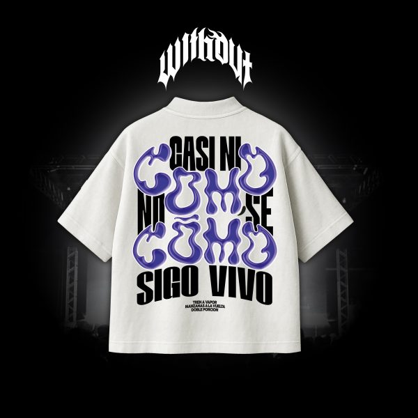 Camiseta Oversize Tren a vapor blanca