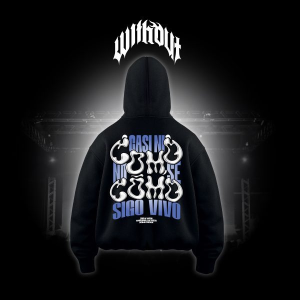 Hoodie Oversize Tren a vapor negro
