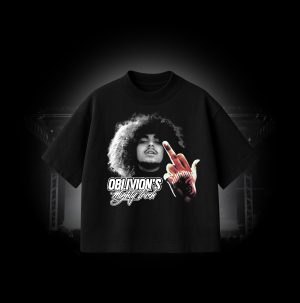 Camiseta Oversize Oblivion´s Migthy Trash Negra