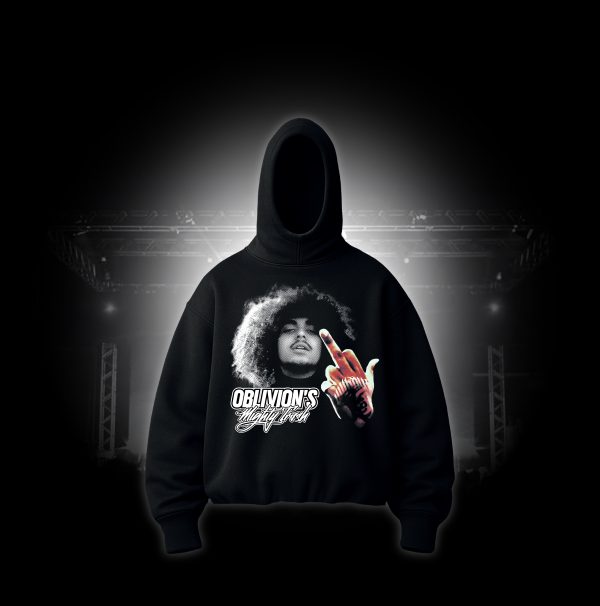 Hoodie Oversize Oblivion's Migthy Trash negro