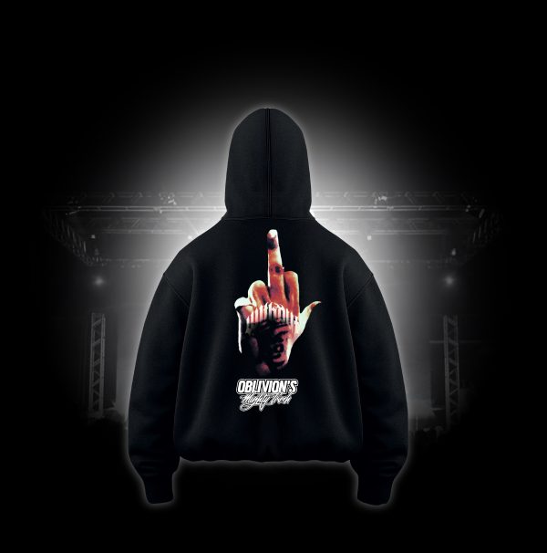 Hoodie Oversize Oblivion's Migthy Trash negro