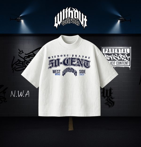 WEST SIDE FINALS -03 Camiseta Oversize 50 cent blanca