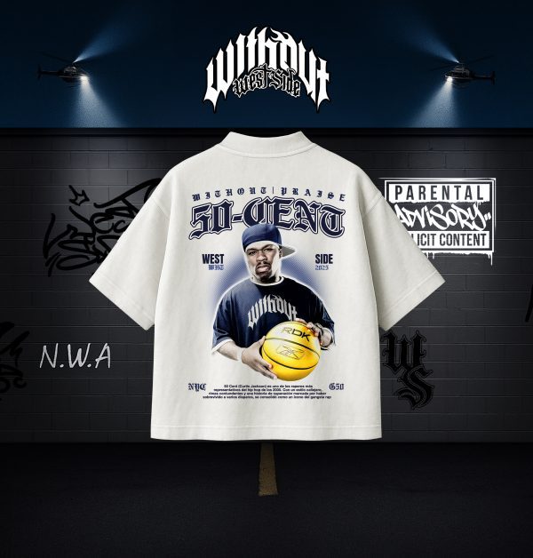 WEST SIDE FINALS -04 Camiseta Oversize 50 cent blanca