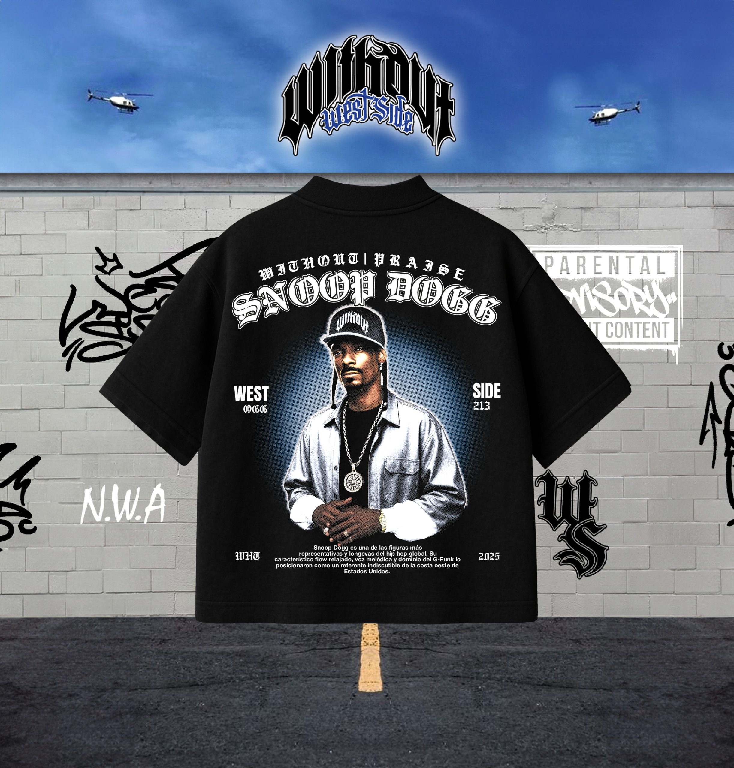 Camiseta Oversize Snoop Dogg Negra