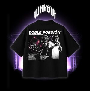 Camiseta Oversize Doble porción Manzanas a la vuelta Negra