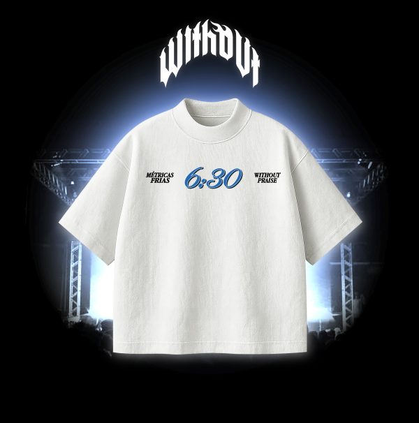 CREADOR _Mesa de trabajo 1 Camiseta Oversize Métricas frías "6:30" Blanca
