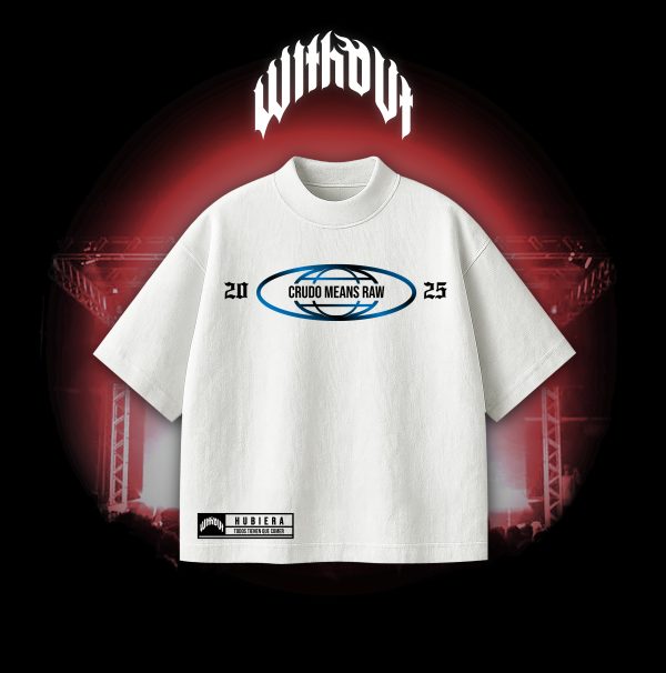 CREADOR _Mesa de trabajo 1 Camiseta Oversize Crudo Means raw "Hubiera" Blanca versión Rojo