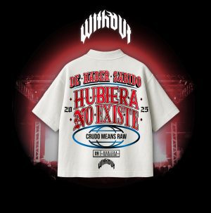 Camiseta Oversize Crudo Means raw "Hubiera" Blanca versión Rojo
