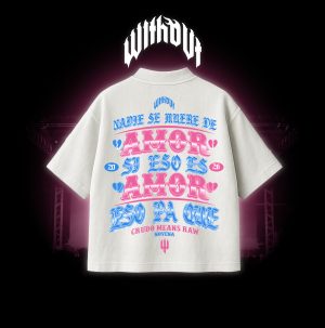 CREADOR _Mesa de trabajo 1 Camiseta Oversize Crudo Means Raw "Novena" Blanca