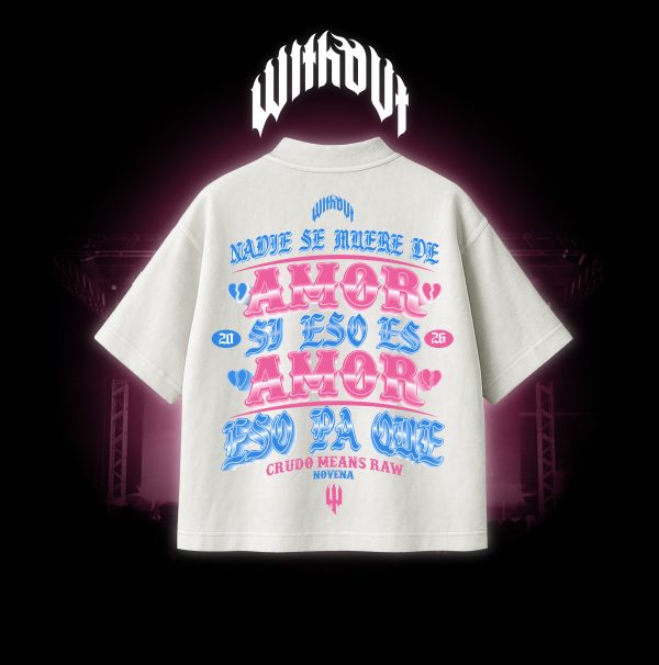 CREADOR _Mesa de trabajo 1 Camiseta Oversize Crudo Means Raw "Novena" Blanca