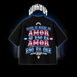 CREADOR _Mesa de trabajo 1 copia 3 Camiseta Oversize Crudo Means Raw "Novena" Negra