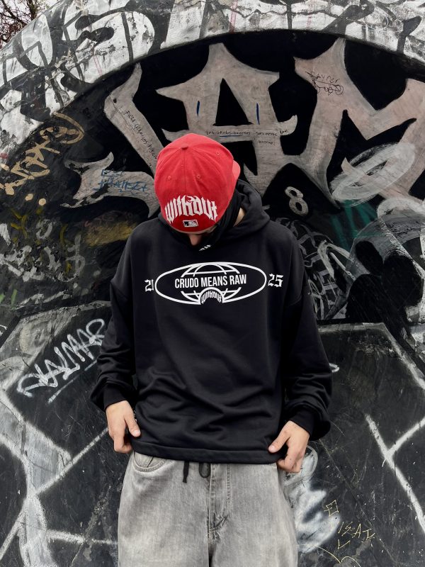 Hoodie Oversize Crudo Means raw "Hubiera" Negro