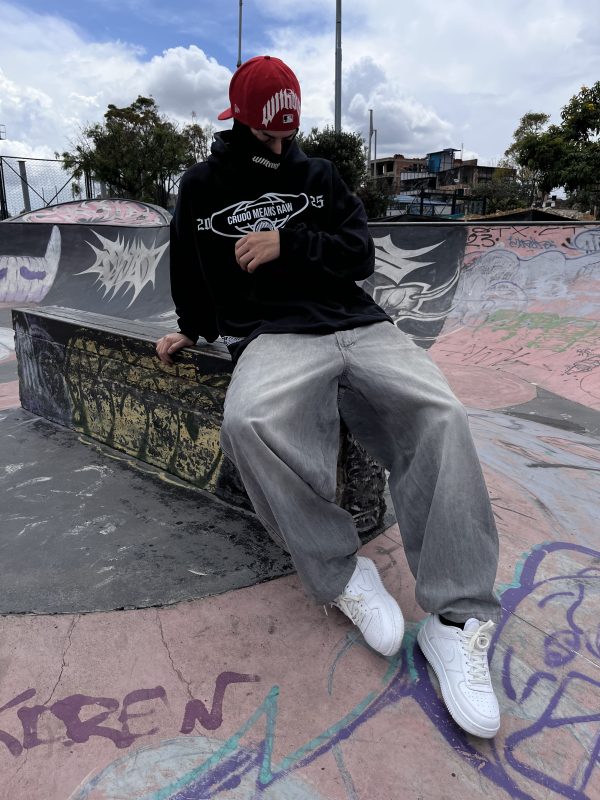 Hoodie Oversize Crudo Means raw "Hubiera" Negro