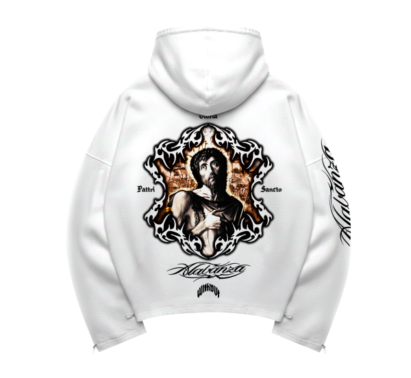Hoodie Oversize "Gloria Pattri Sacto" | Blanco