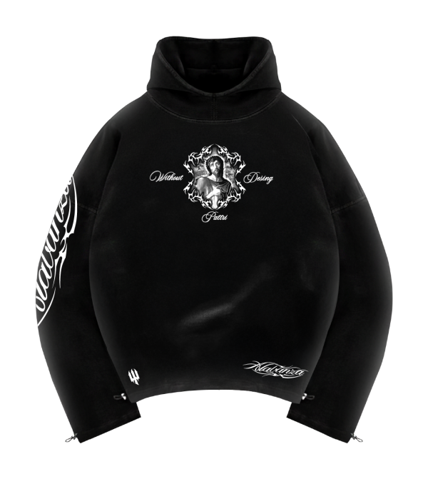 Hoodie Oversize "Gloria Pattri Sacto" | Negro